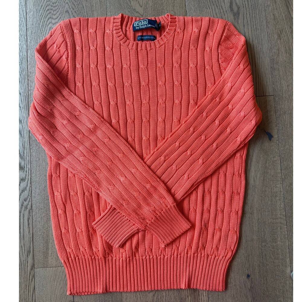 Polo Ralph Lauren Women’s S Coral Orange Ribbed Crew Neck Sweater